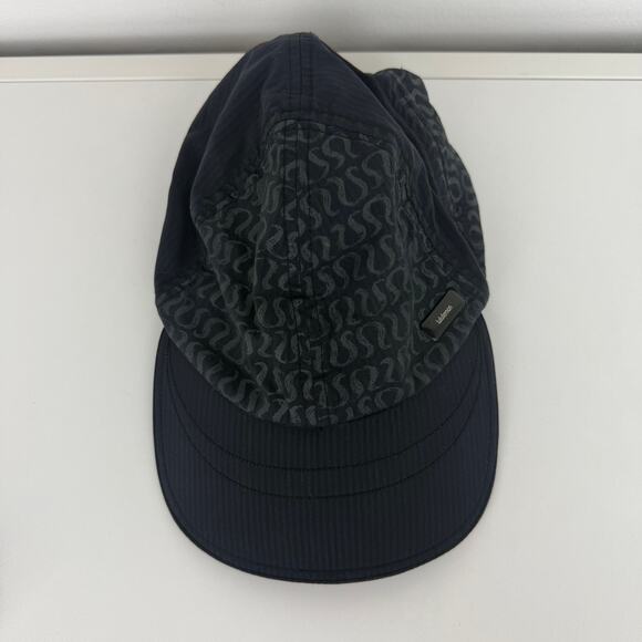Lululemon Womens Logo Print Active Running Adjustable Zip Pocket Black Cap Hat - Picture 2 of 7